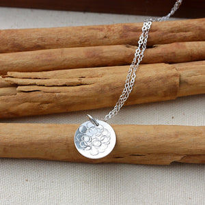 Sterling Silver Disc with Dots Design Necklace