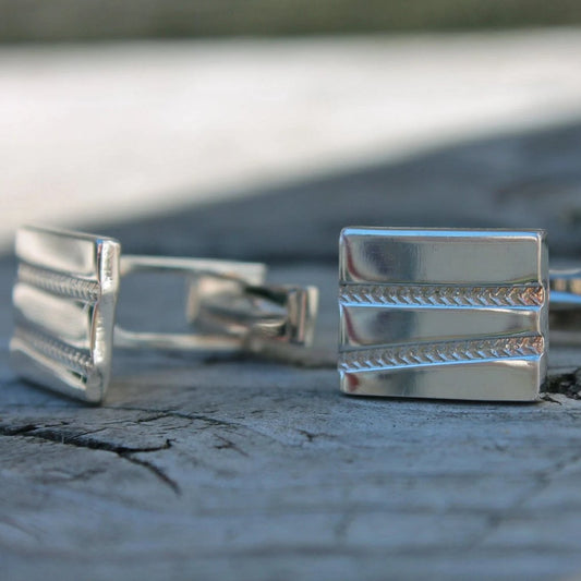 Tire Track Design Cuff Links in Silver