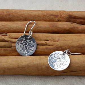 Silver Circles Discs with Dot Design Earrings