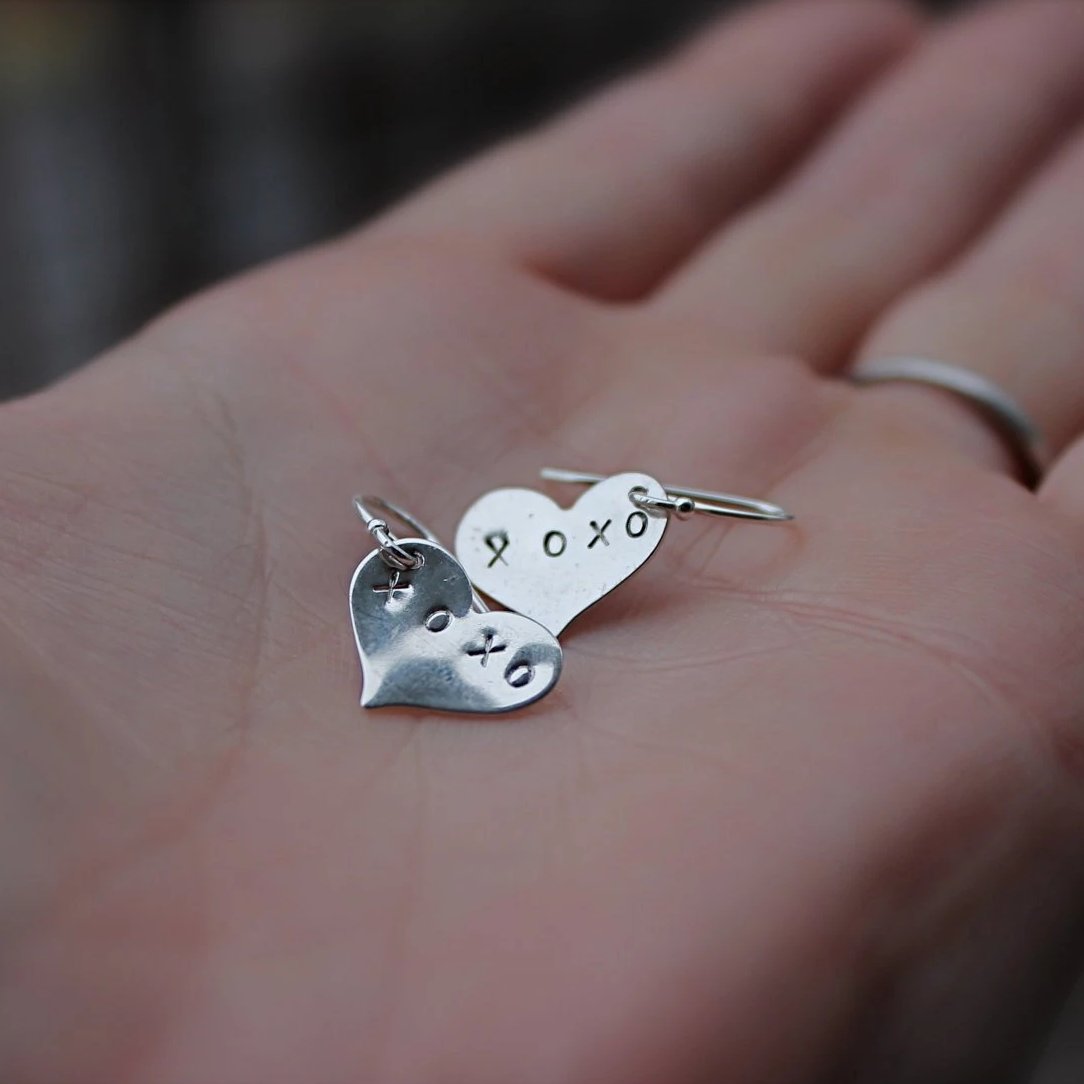 XOXO Heart Earrings in Silver