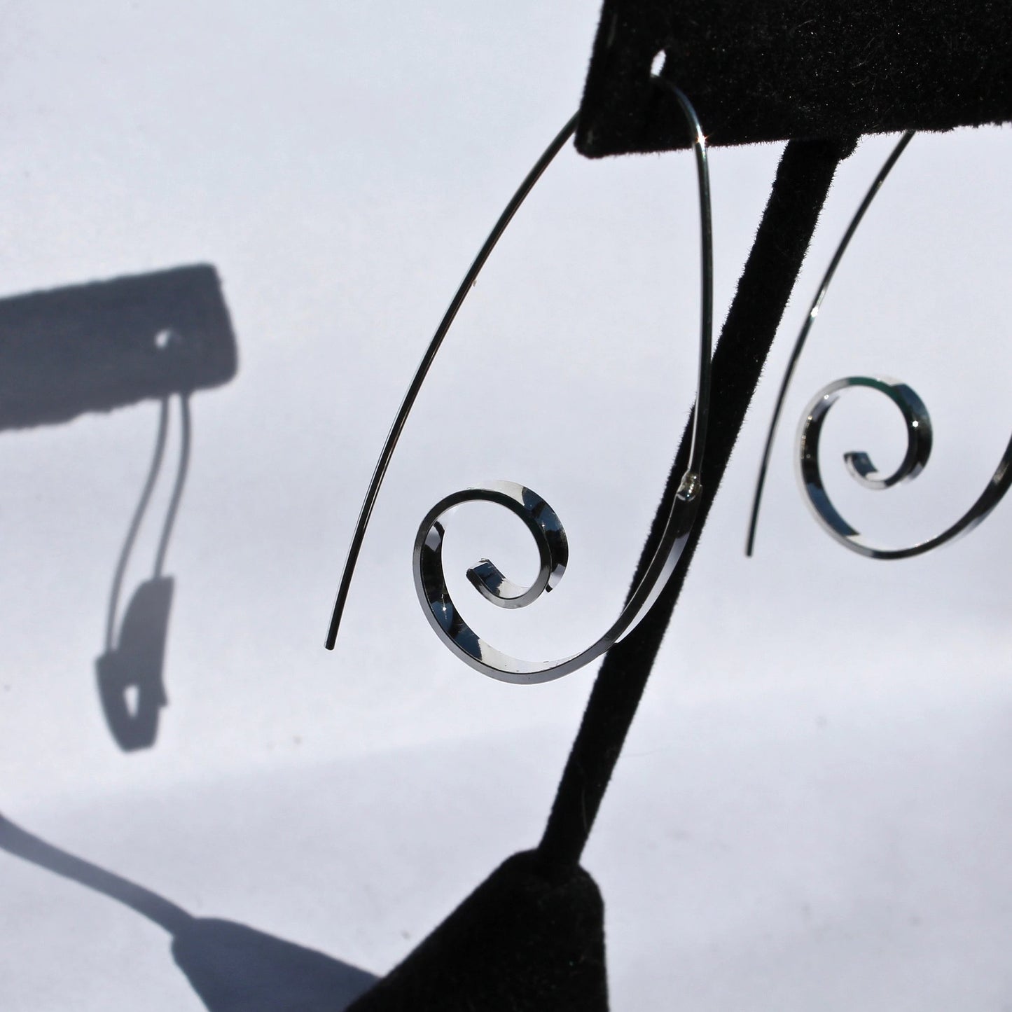 Large Silver Swirl Earrings