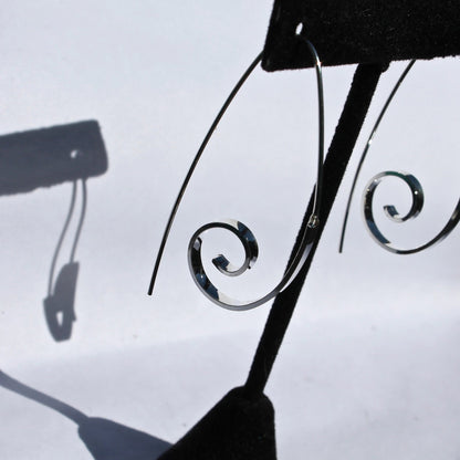 Large Silver Swirl Earrings