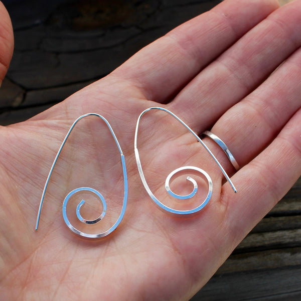 Large Silver Swirl Earrings