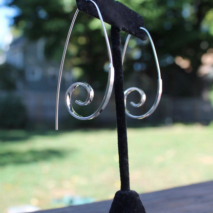 Large Silver Swirl Earrings
