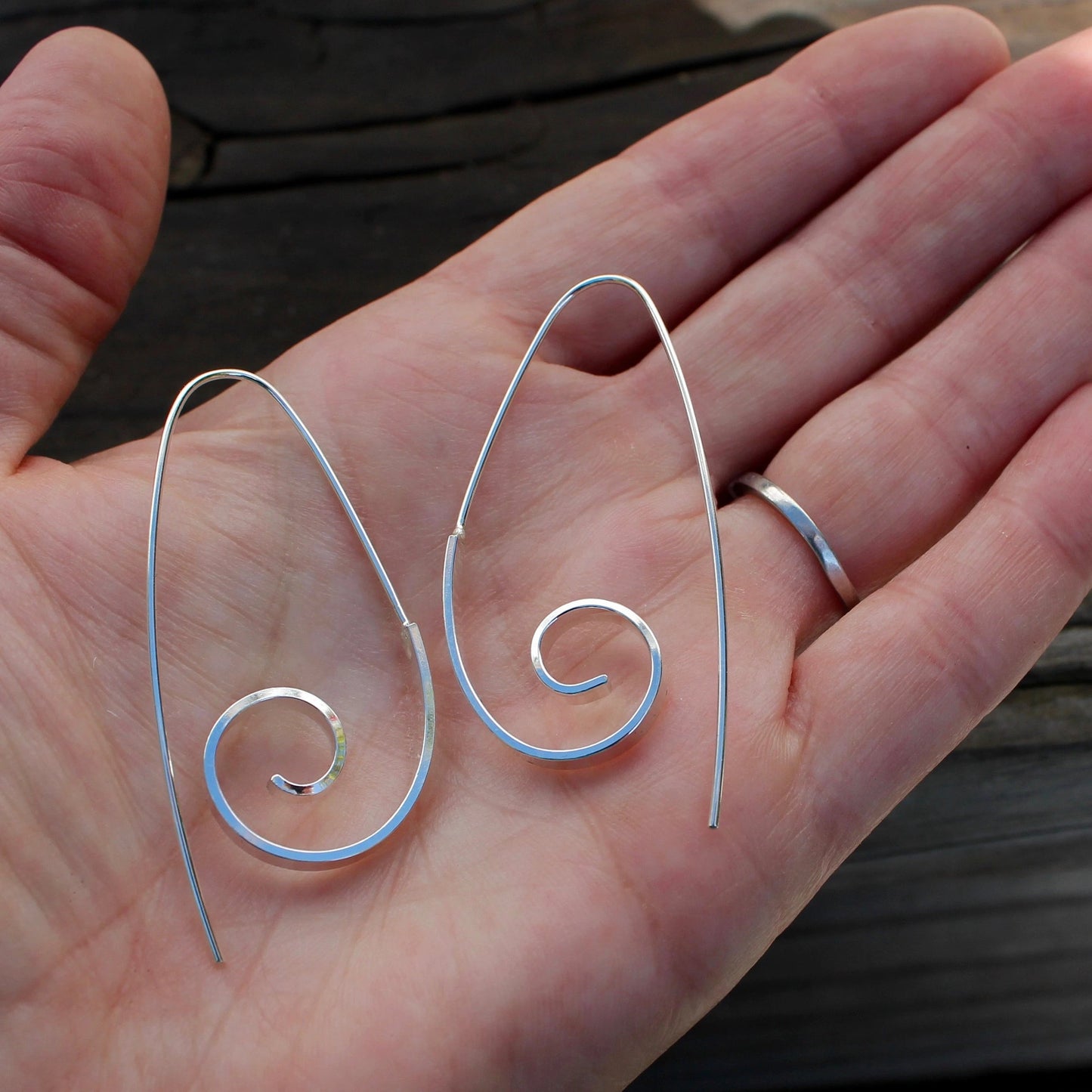 Large Silver Swirl Earrings