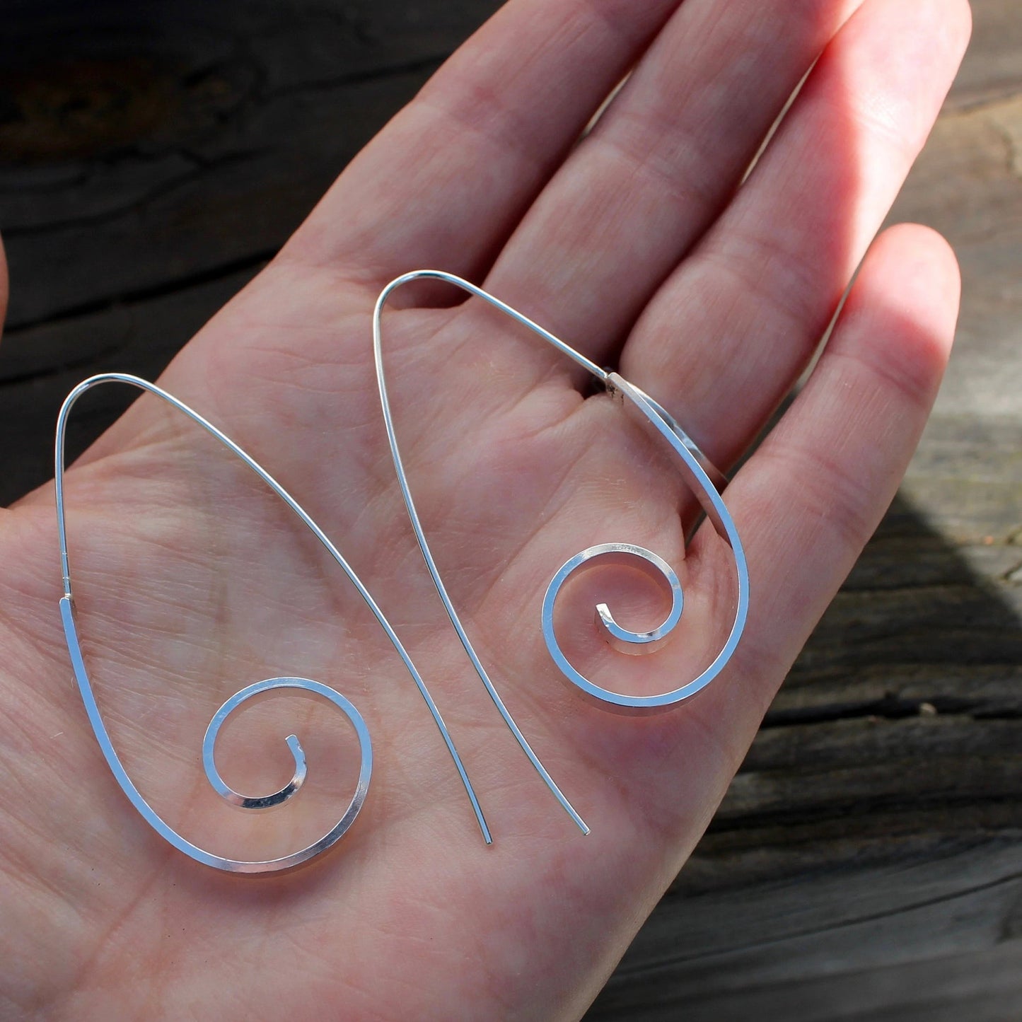 Large Silver Swirl Earrings