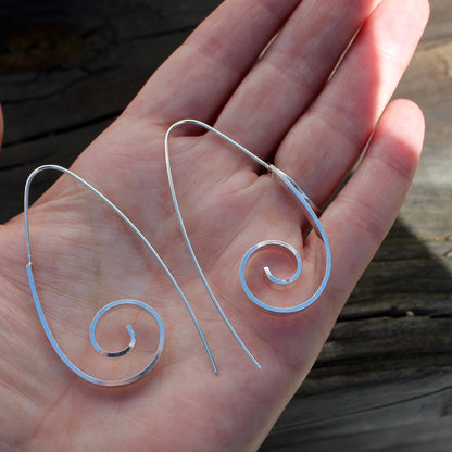 Large Silver Swirl Earrings