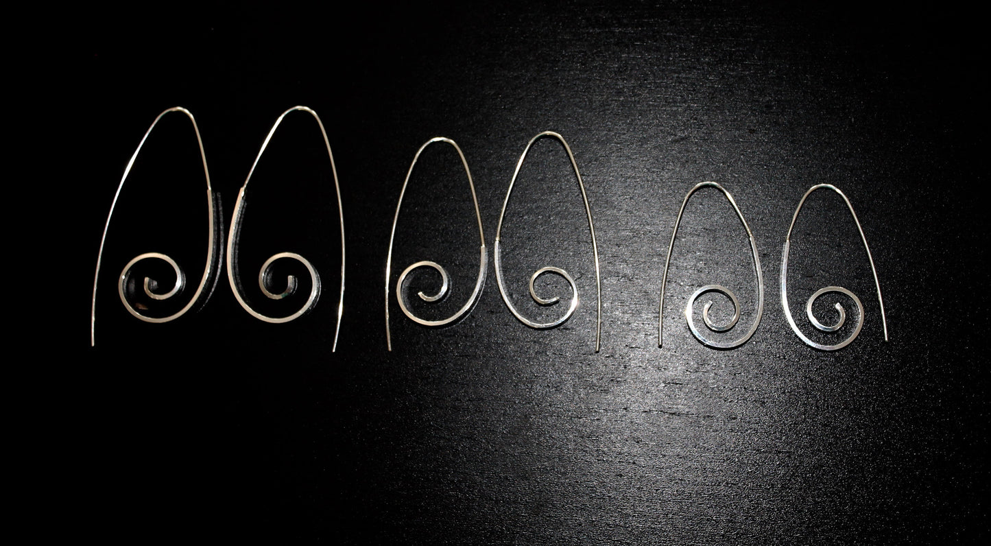 Large Silver Swirl Earrings