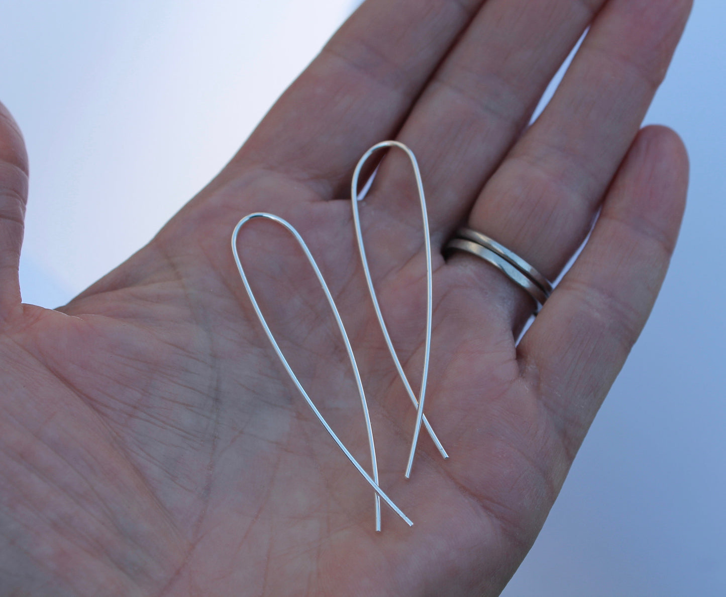Threader Ribbon Earrings in Silver Gold Fill and Rose Gold Fill