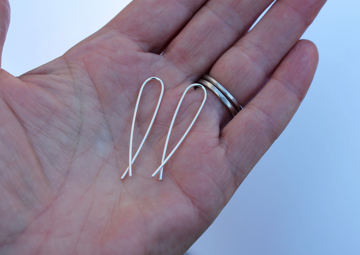 Threader Ribbon Earrings in Silver Gold Fill and Rose Gold Fill
