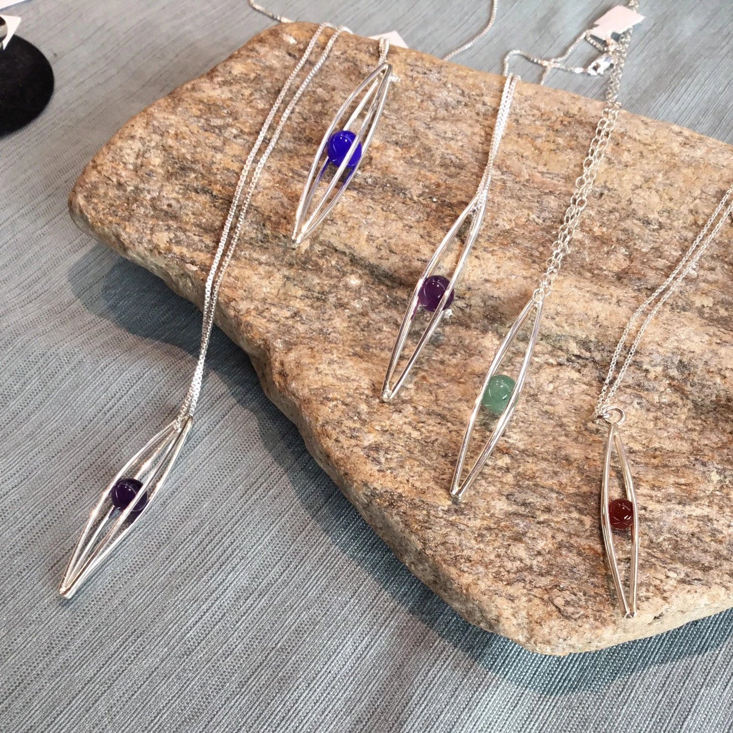 Captured Gemstone Sphere Pendant