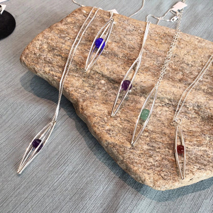 Captured Gemstone Sphere Pendant