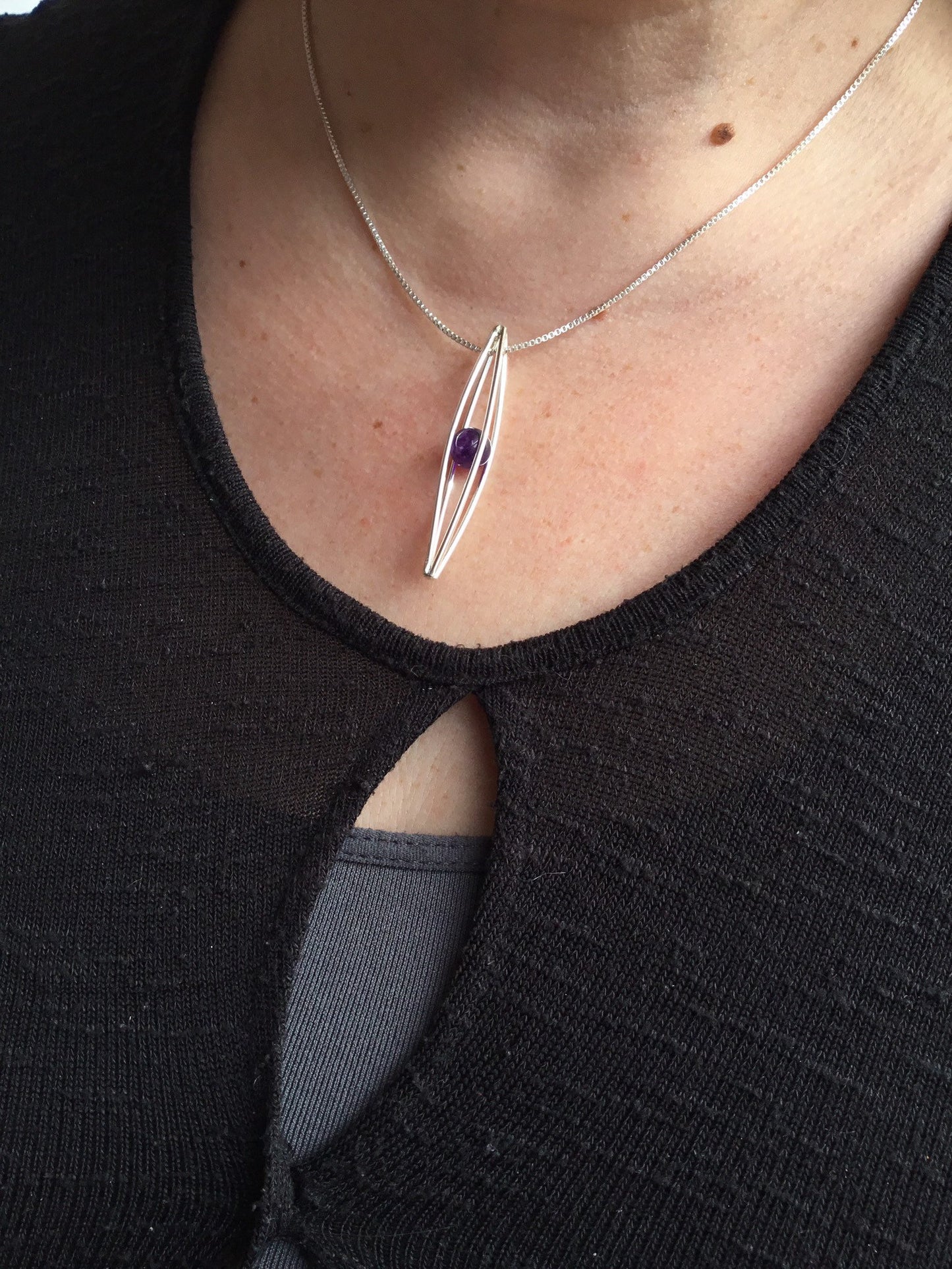 Captured Gemstone Sphere Pendant