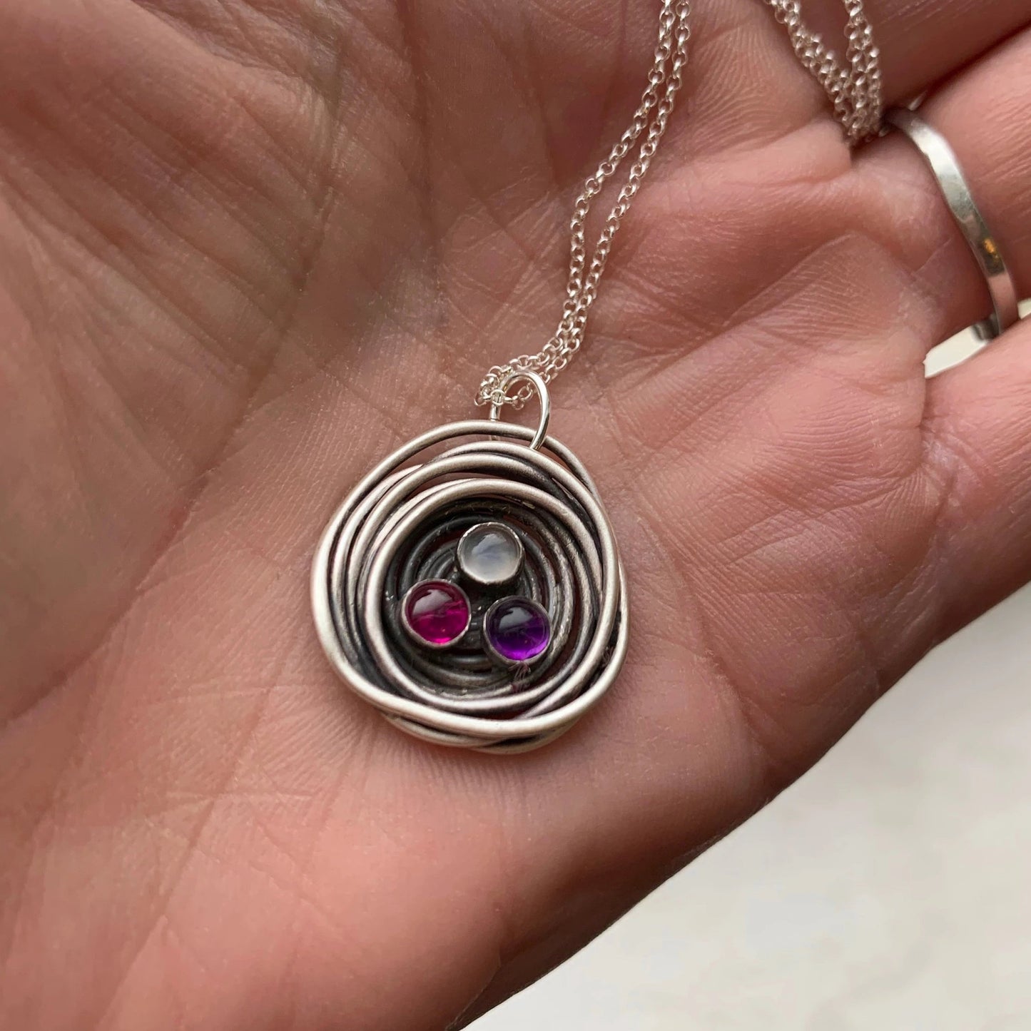 Nest Necklace with Birthstones or Multi Stone