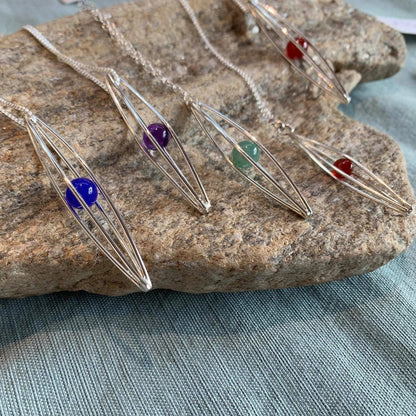 Captured Gemstone Sphere Pendant