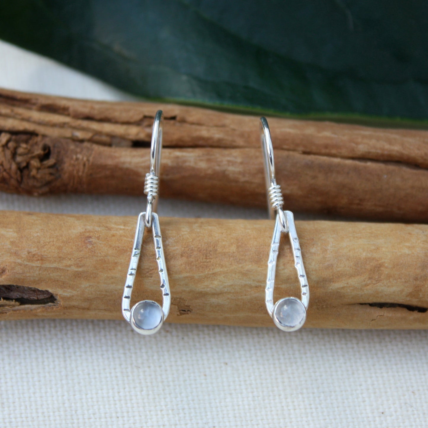 Teardrop Moonstone Silver Earrings