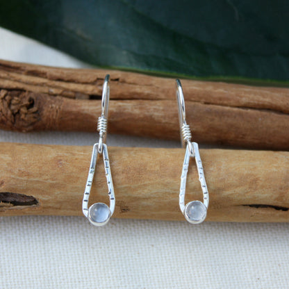Teardrop Moonstone Silver Earrings