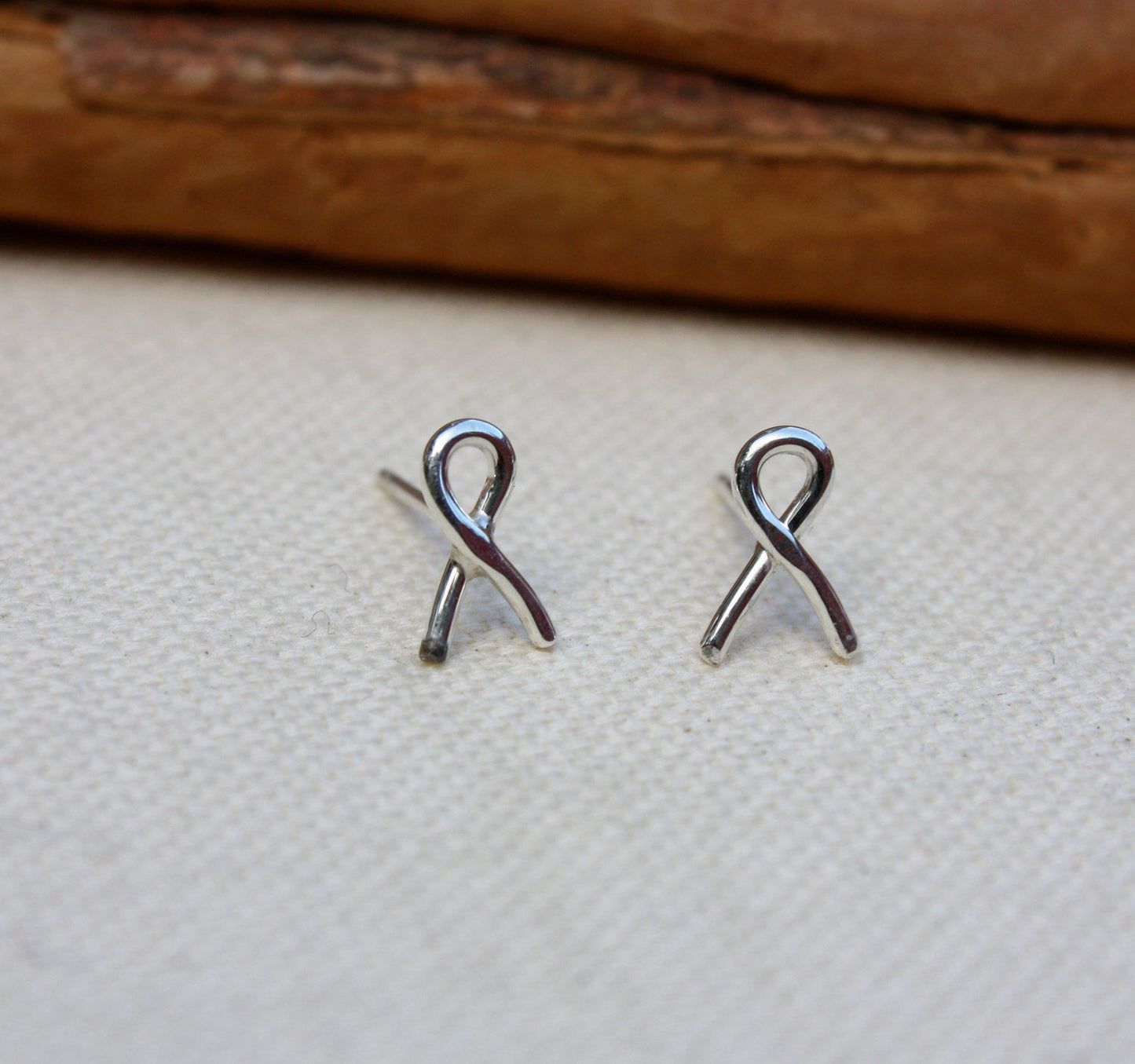 Tiny Ribbon Sterling Silver Stud post Earrings to Show Support Ribbons Cancer survivor ribbon for a cause activist jewelry