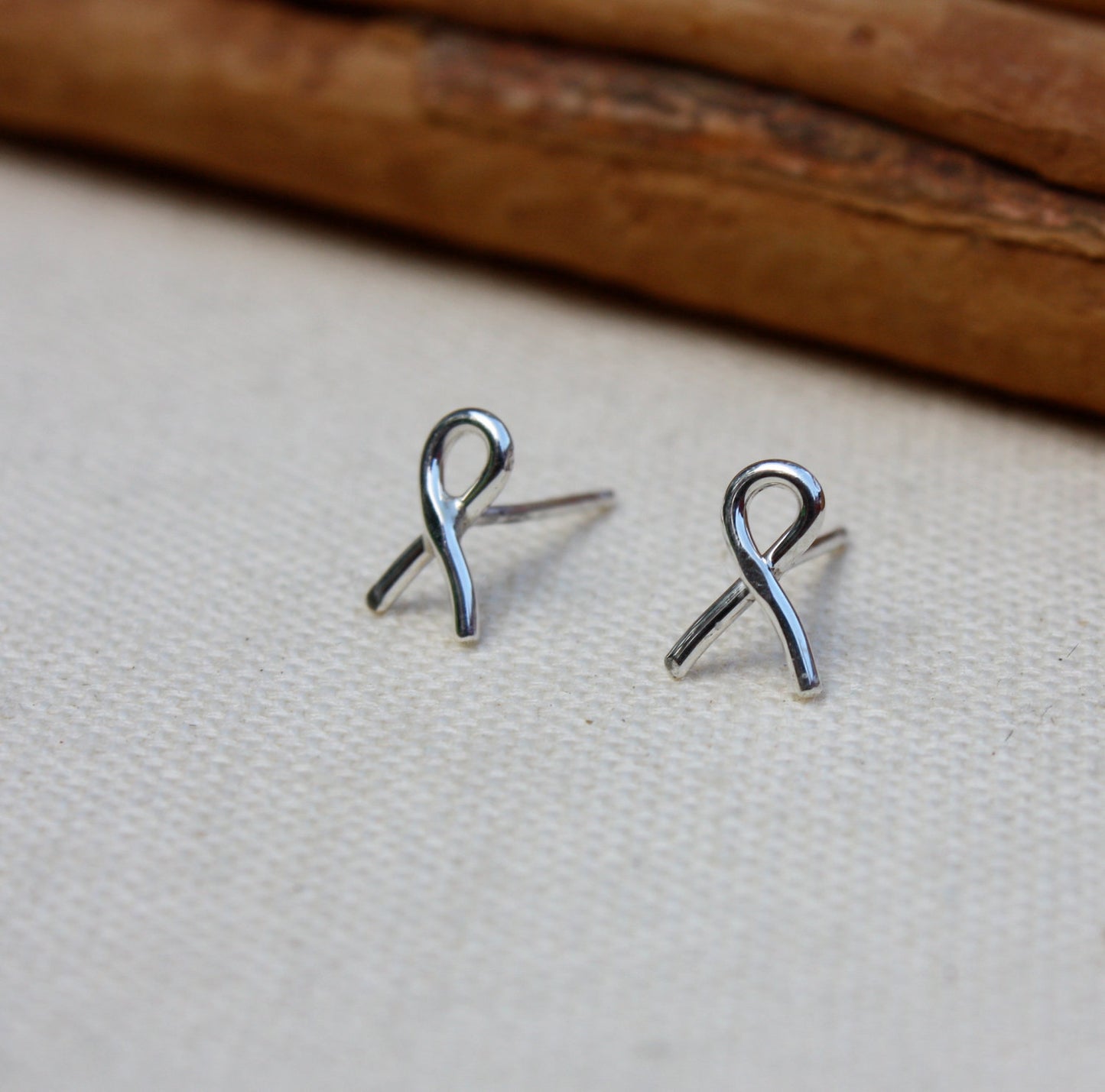 Tiny Ribbon Sterling Silver Stud post Earrings to Show Support Ribbons Cancer survivor ribbon for a cause activist jewelry