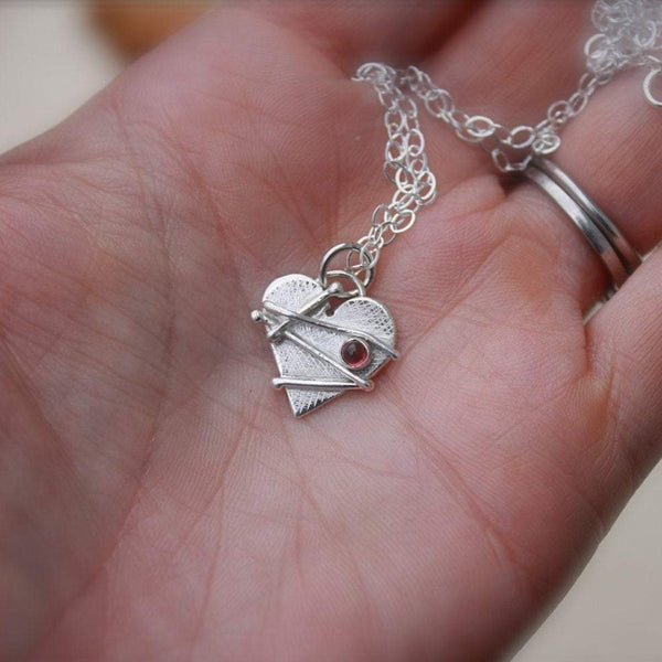 Small Mended Heart with Garnet