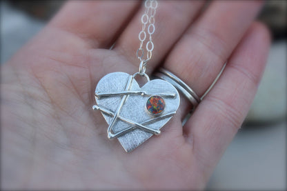 Mended Broken Heart in Sterling with Opal Mosaic