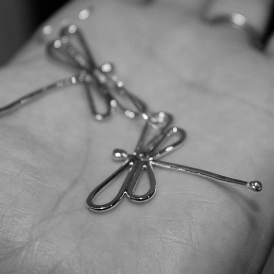 Large Dragonfly Silver Earrings