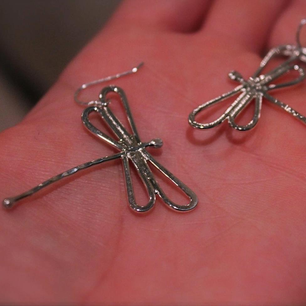 Large Dragonfly Earrings in Sterling Silver