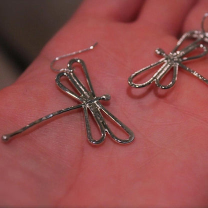 Large Dragonfly Earrings in Sterling Silver