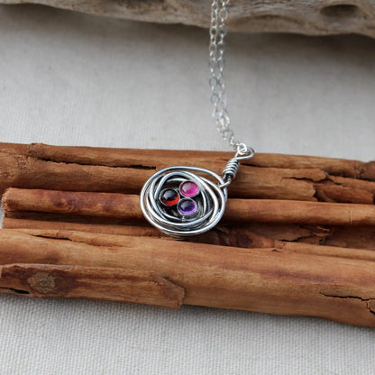 Nest Necklace with Birthstones or Multi Stone