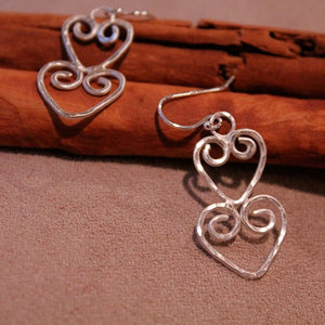 Double Hearts Silver Earrings