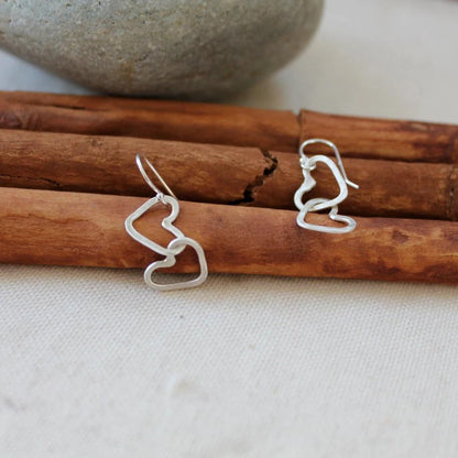 Hearts Linked Together Earrings in Silver