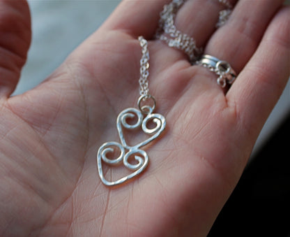 Double Hearts with hammered texture Necklace