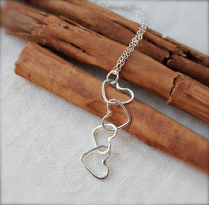 Linked Hearts Silver Necklace