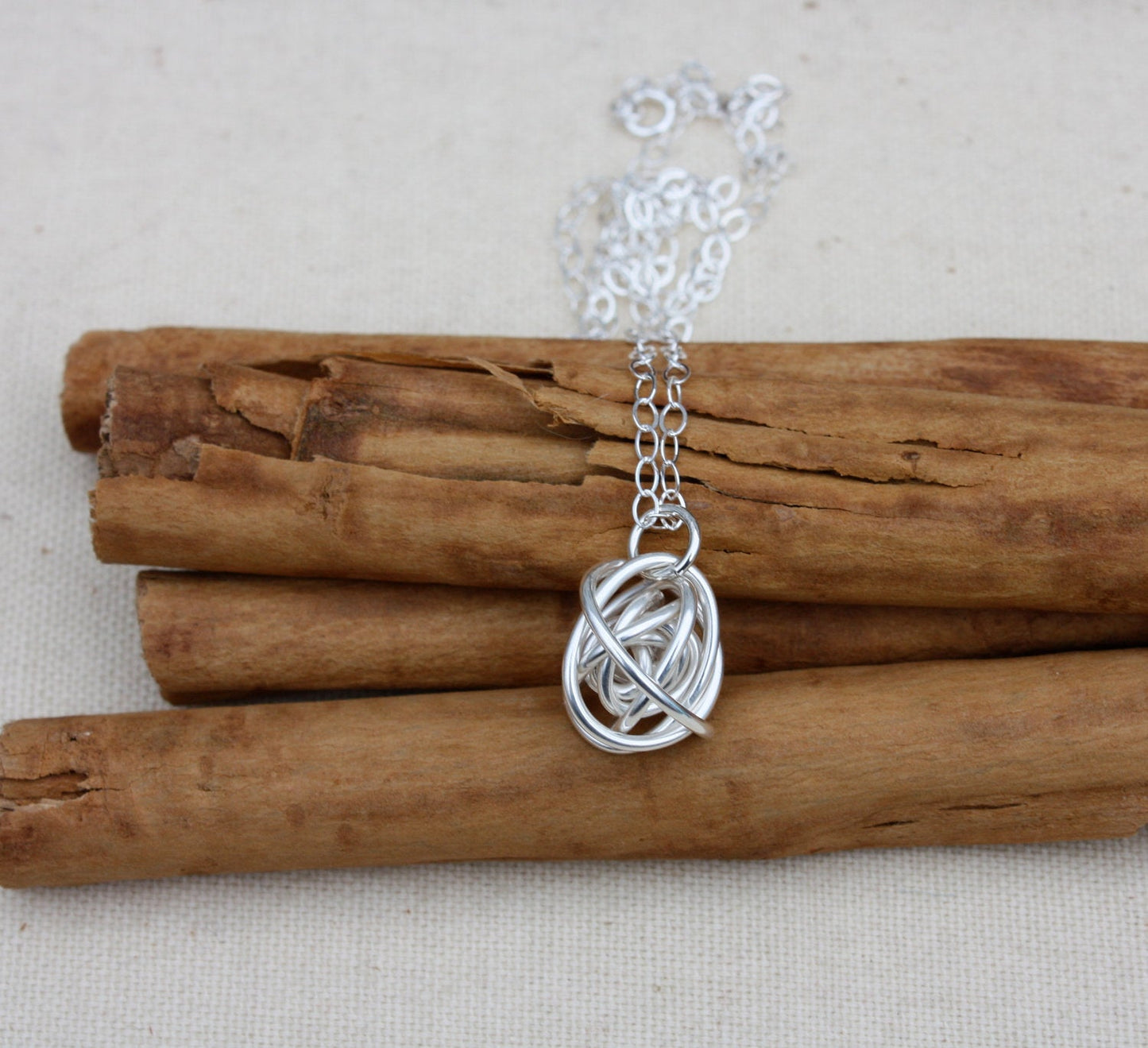 Silver Tumbleweed Knot Necklace