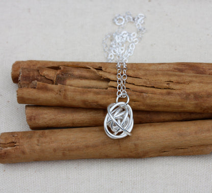 Silver Tumbleweed Knot Necklace