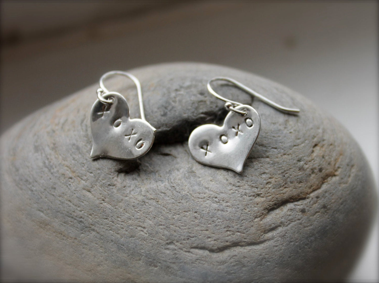 XOXO Heart Earrings in Silver
