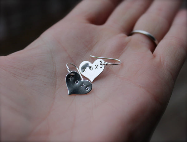 XOXO Heart Earrings in Silver