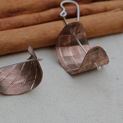 Copper and Silver Sculptural Earrings