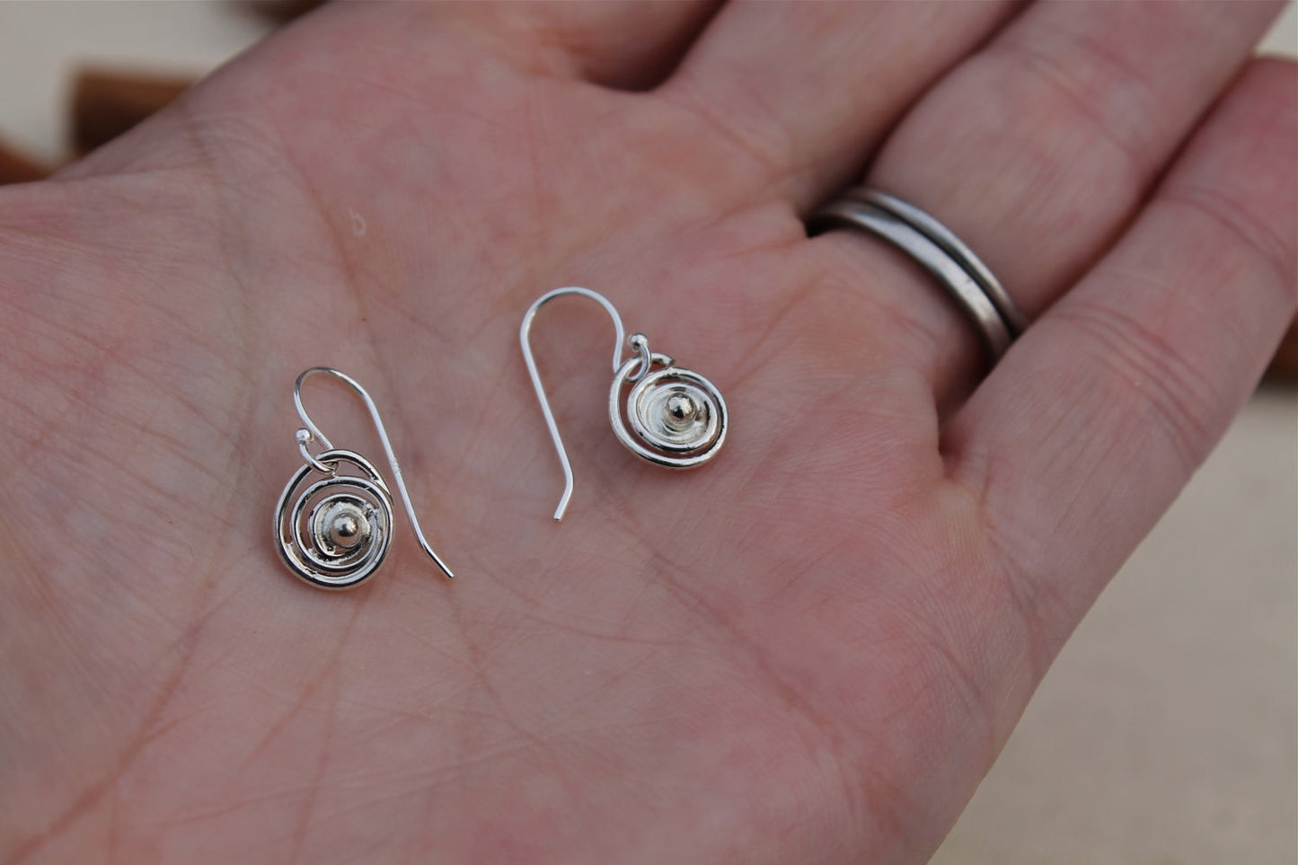 Small Nest Earrings in Silver