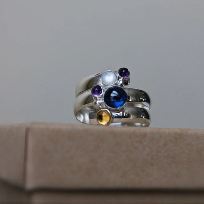 Graduated Sizes Birthstones Fairy Tale Ring in Silver