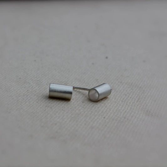 Silver Tube Post Earrings in Silver