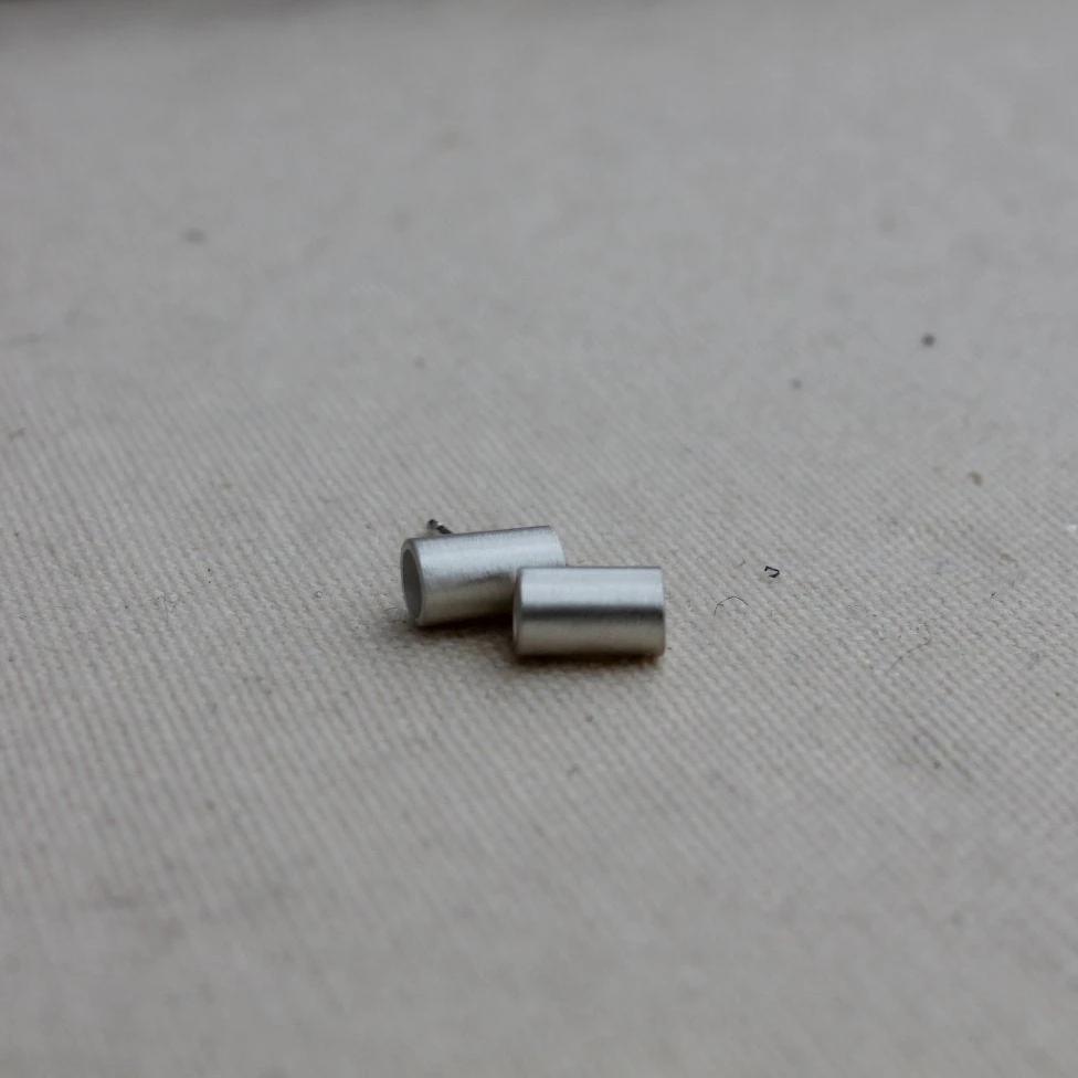 Silver Tube Post Earrings in Silver