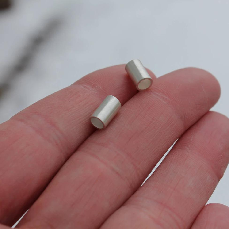 Silver Tube Post Earrings in Silver