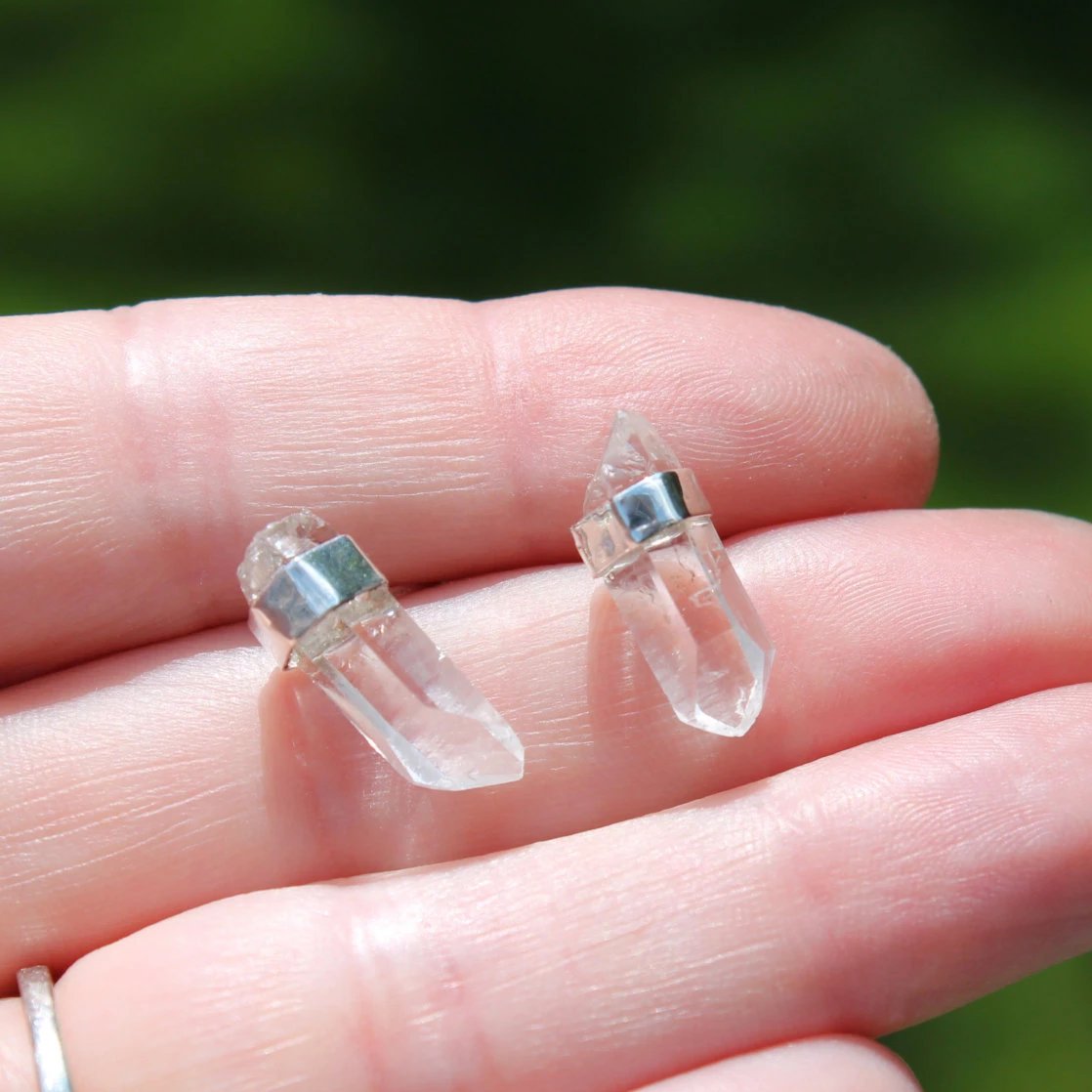 Raw Crystal Point Post Earrings