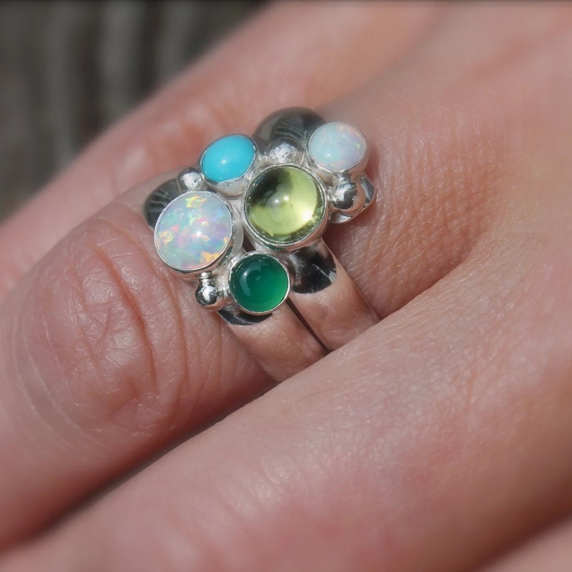 Graduated Sizes Birthstones Fairy Tale Ring in Silver