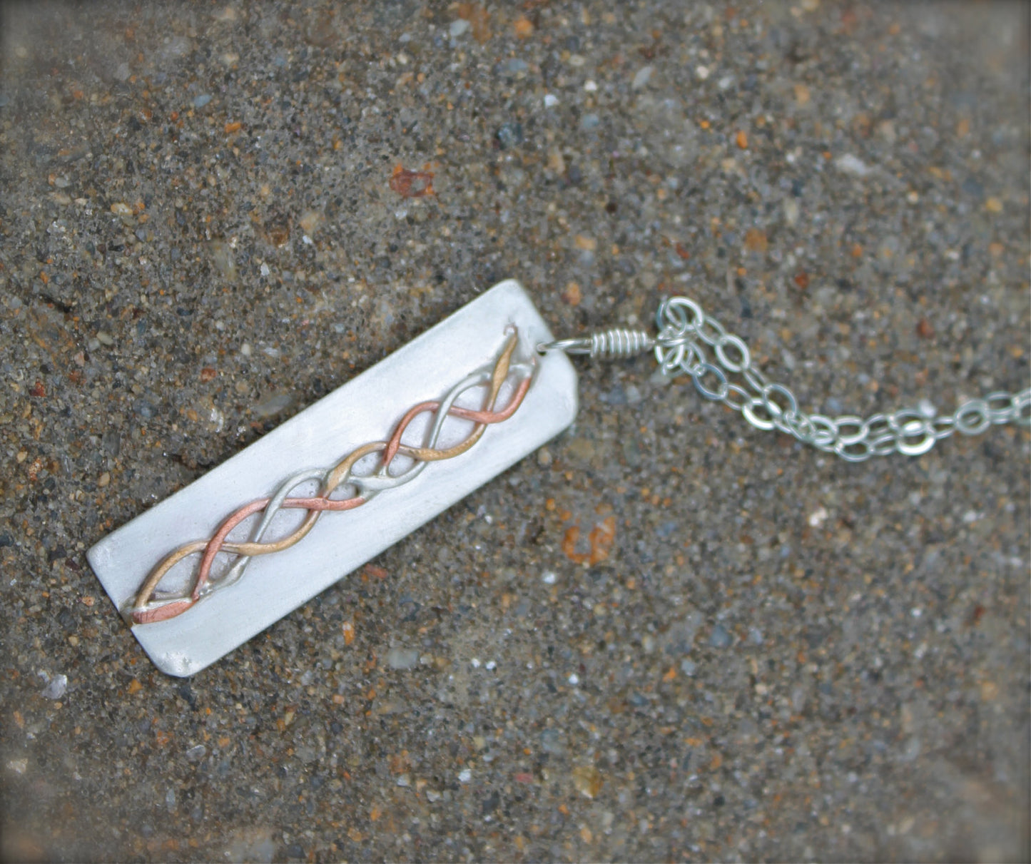 Mixed Metal Silver copper Gold Braided Design Earrings