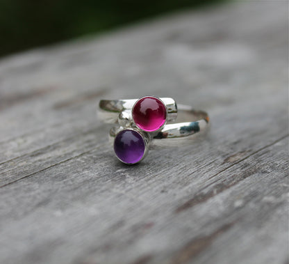 Two Stone Birthstone Ring "Fairy Tale Ring"