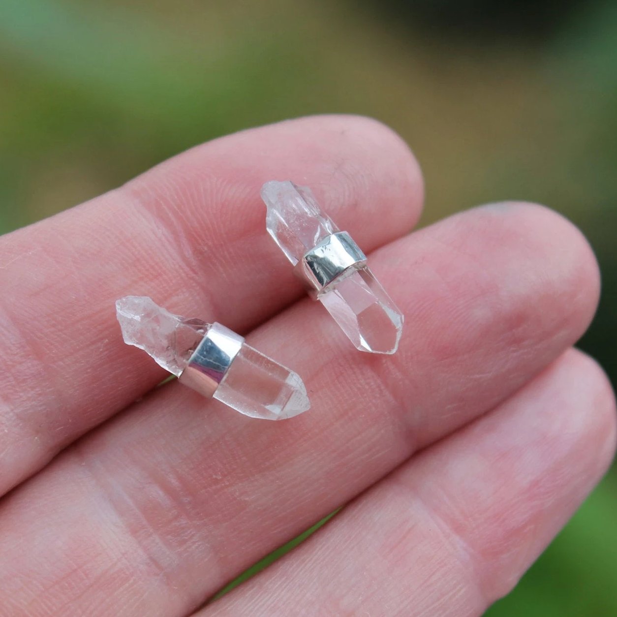 Raw Crystal Point Post Earrings