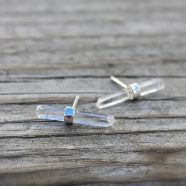 Raw Crystal Point Post Earrings
