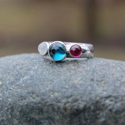 Three Stones Ring Band in Silver